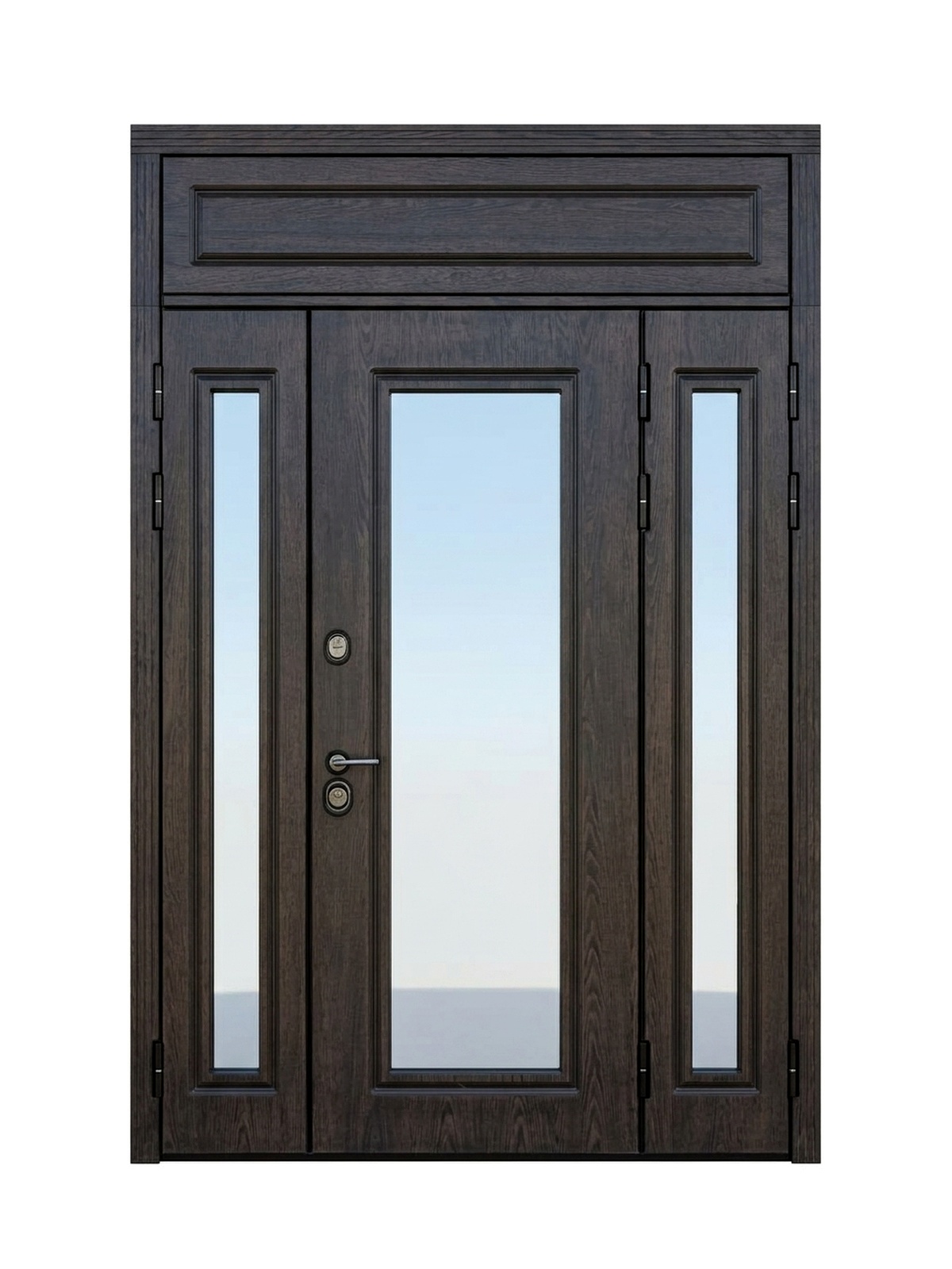 Палермо — трёхстворчатая стильная дверь с остеклением — каталожное фото STALEKS, тёмно-коричневый комбинированная