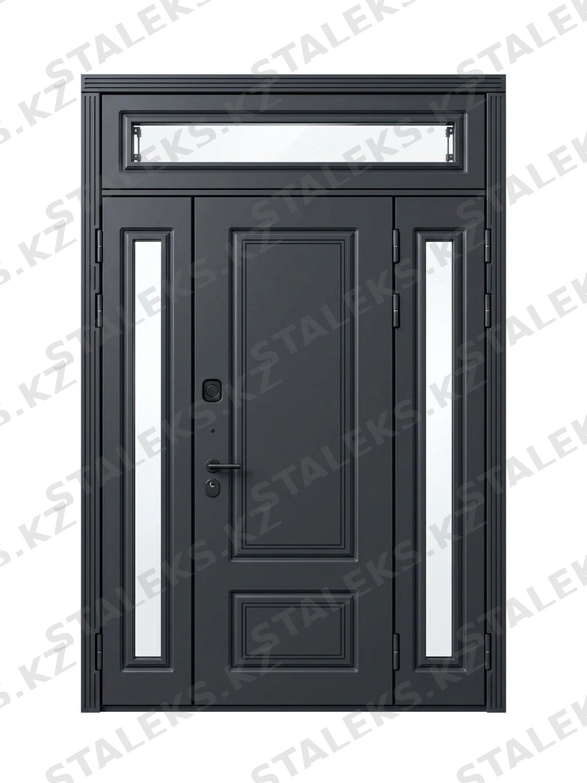 Венеция — трёхстворчатая дверь с остеклением — каталожное фото STALEKS, темно-серый МДФ