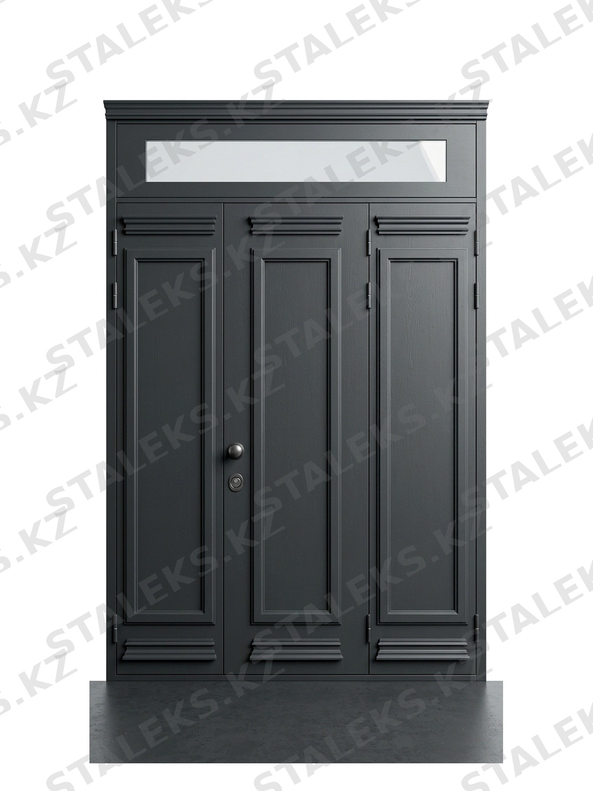 Неаполь — трёхстворчатая глухая дверь с фрамугой — каталожное фото STALEKS, темно-серый МДФ