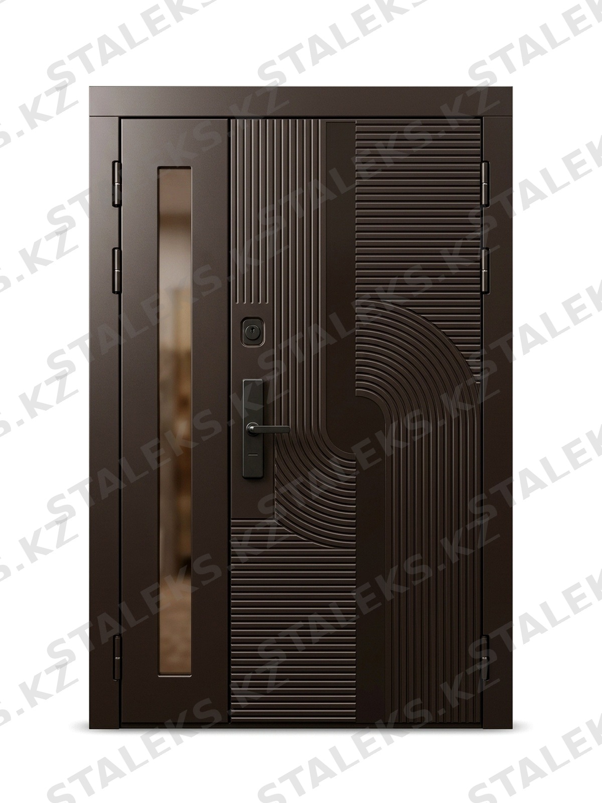 Венеция — двустворчатая остеклённая дверь в тёмно-коричневом цвете — каталожное фото STALEKS, тёмно-коричневый комбинированная