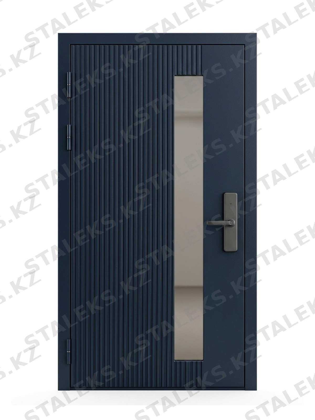 Венеция — стильная одностворчатая дверь с остеклением — каталожное фото STALEKS, темно-синий металл
